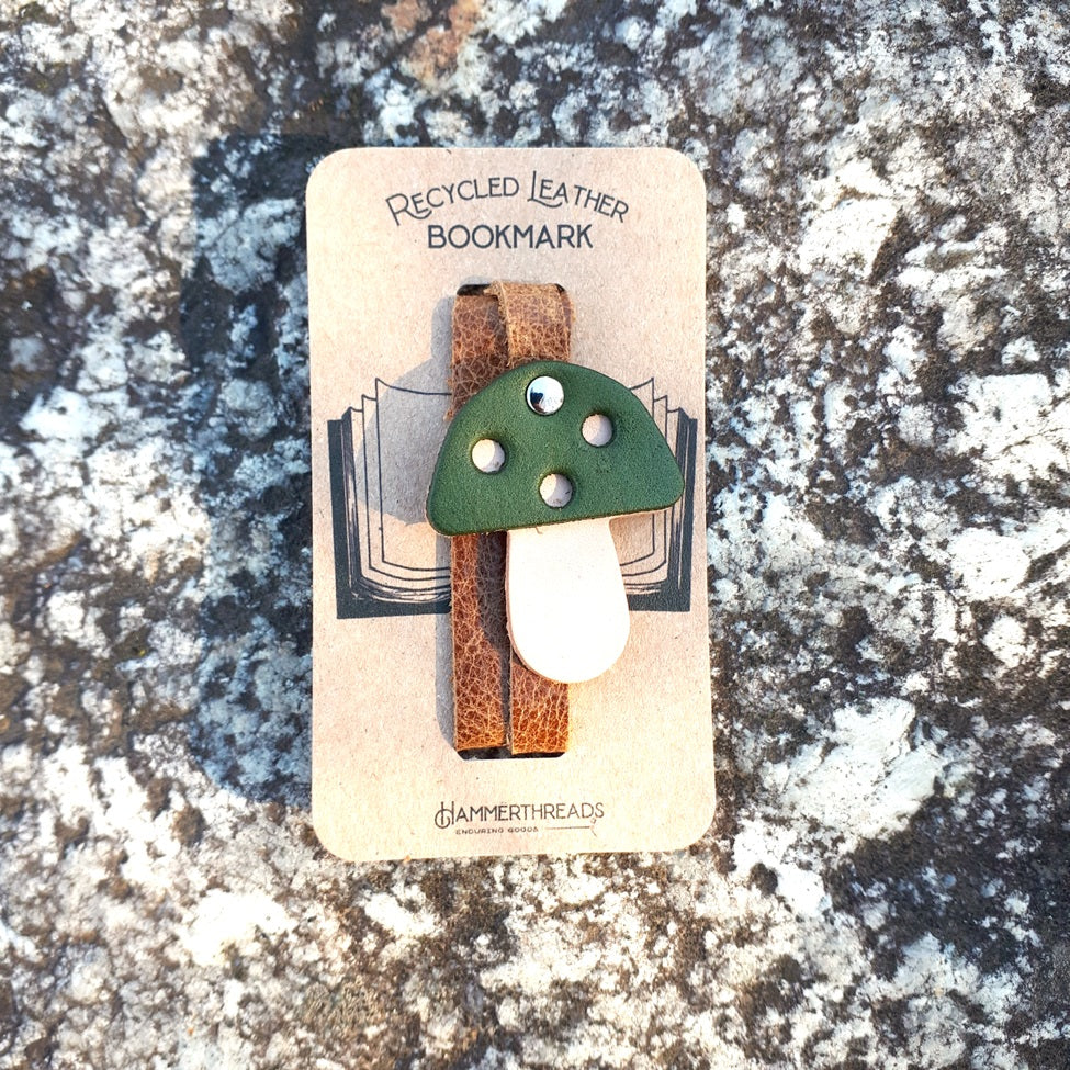 Leather Bookmarks by Hammerthreads - Mushrooms