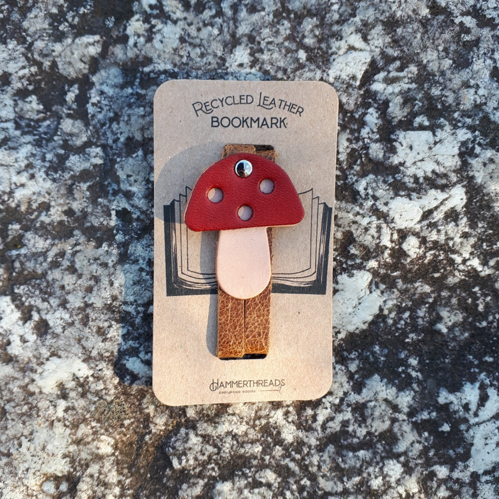 Leather Bookmarks by Hammerthreads - Mushrooms