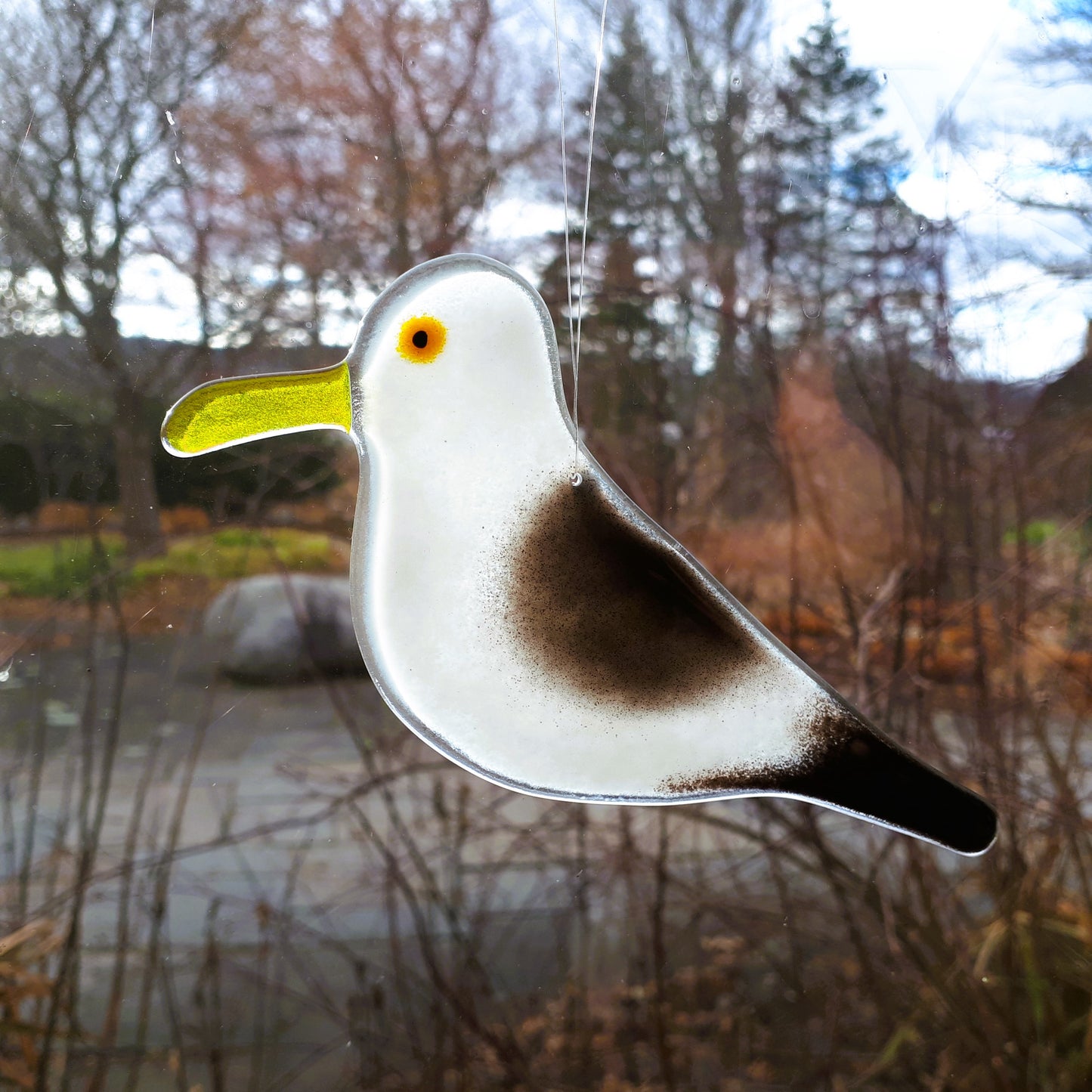 Hanging Fused Glass Birds