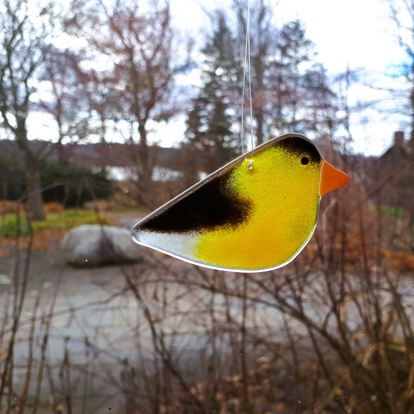 Hanging Fused Glass Birds