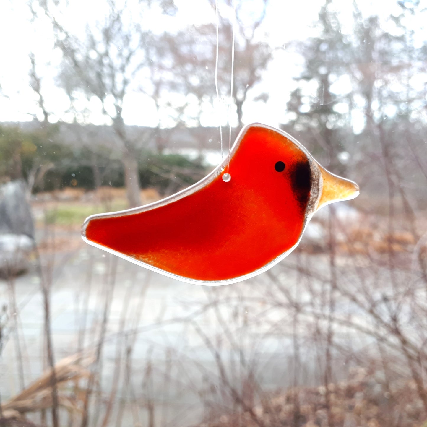 Hanging Fused Glass Birds