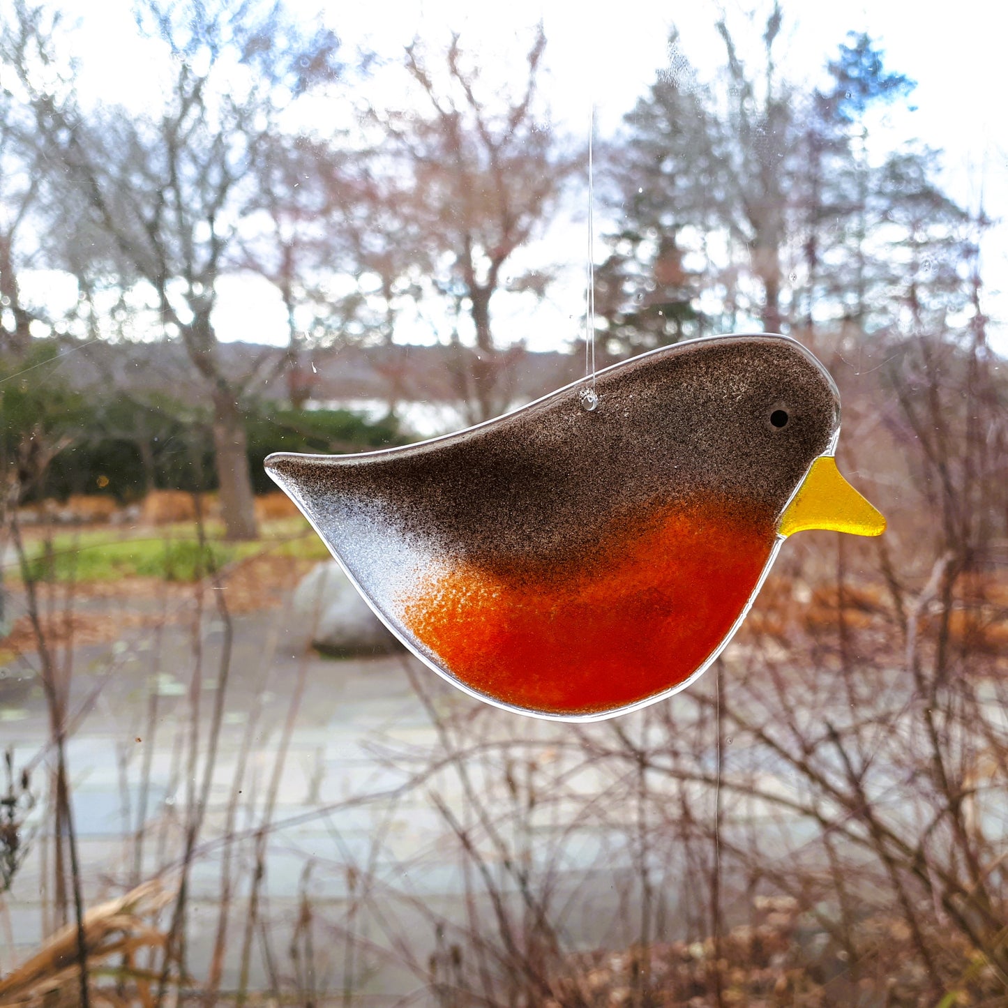 Hanging Fused Glass Birds