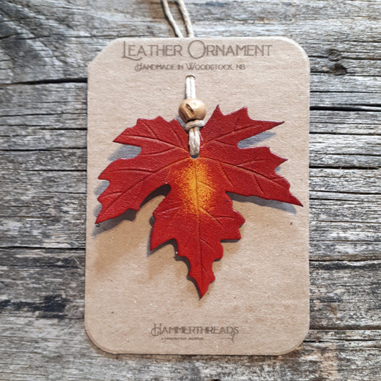 Leather Maple Leaf Ornament by Hammerthreads