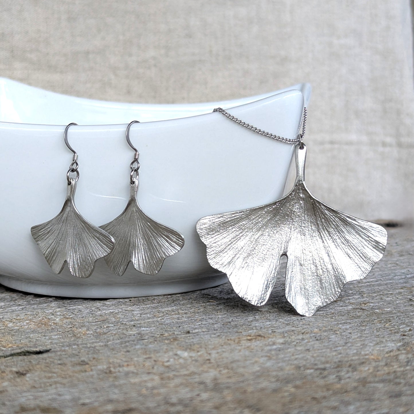 Amos Pewter Jewellery - Ginkgo