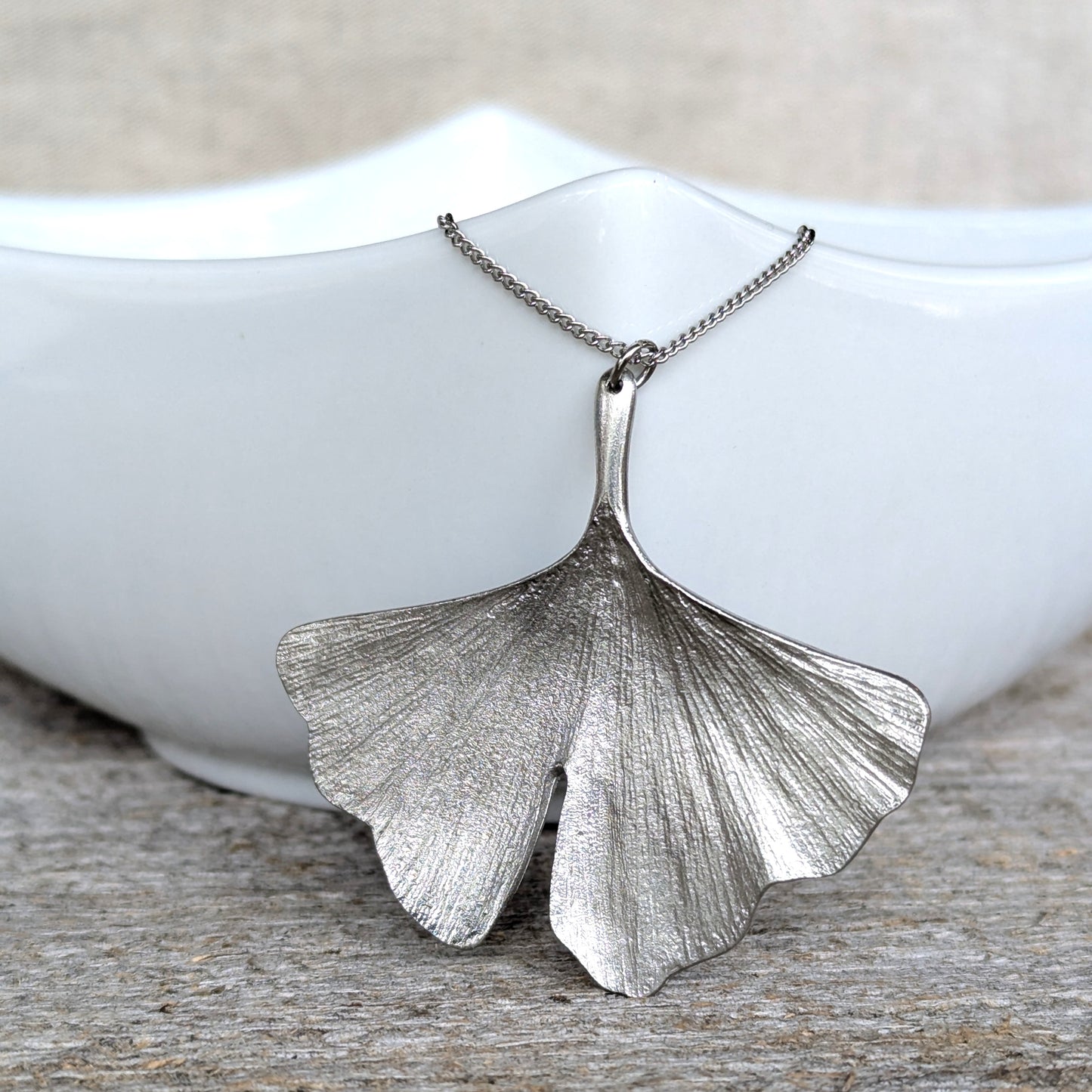 Amos Pewter Jewellery - Ginkgo