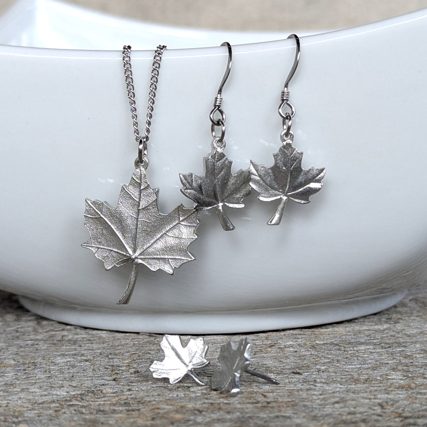 Amos Pewter Jewellery - Maple Leaf