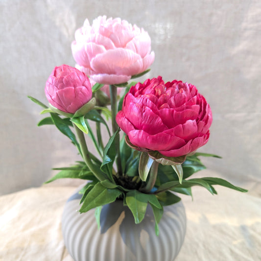 Chaba's Clay Flowers - Pink Peonies in Pot