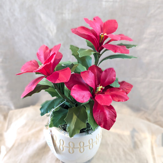 Chaba's Clay Flowers - Poinsettia in Vase