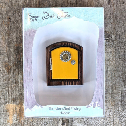 Fairy Door - Pips n' Squeaks Square, Yellow with Sunflower