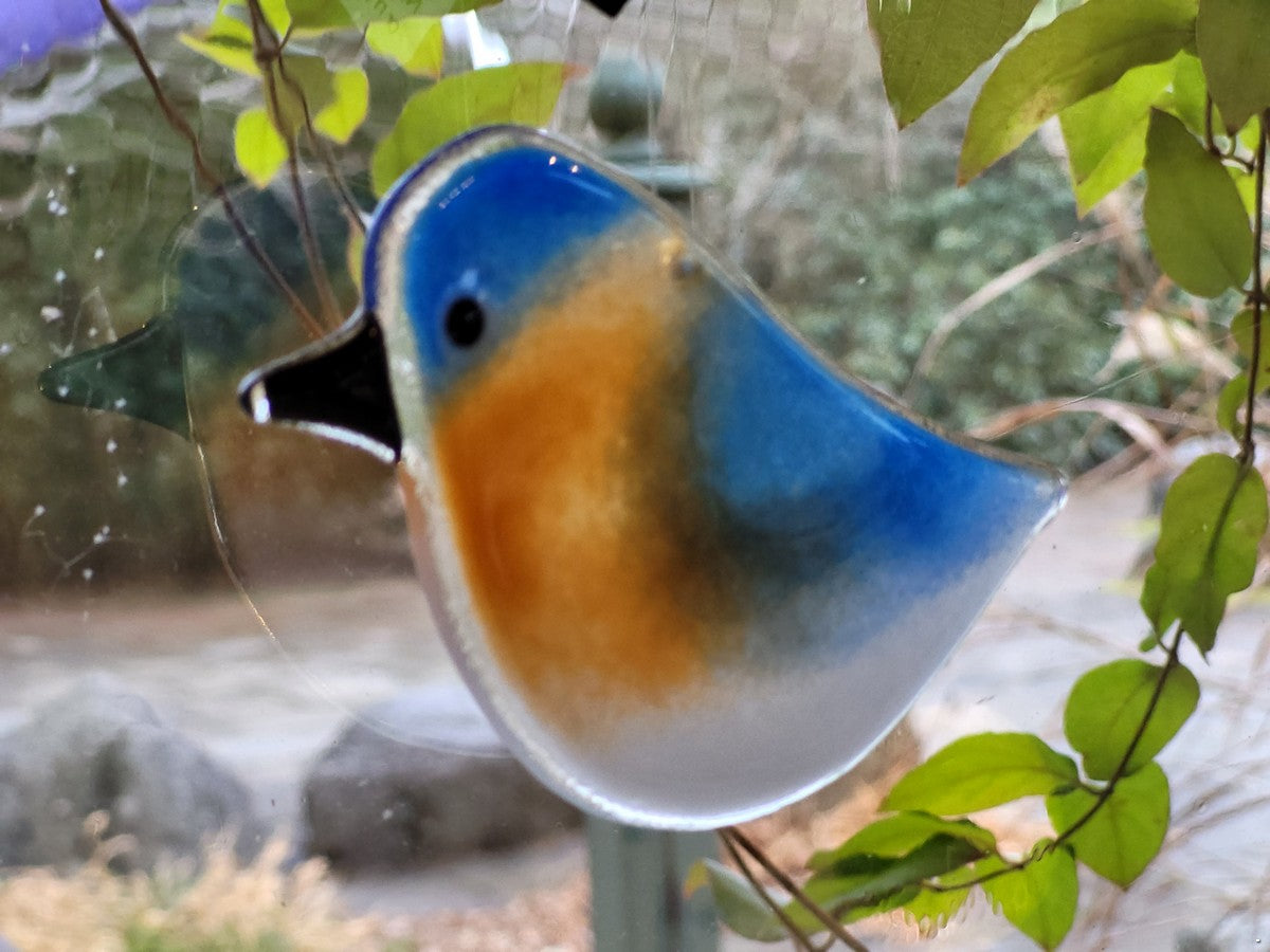 Hanging Fused Glass Birds