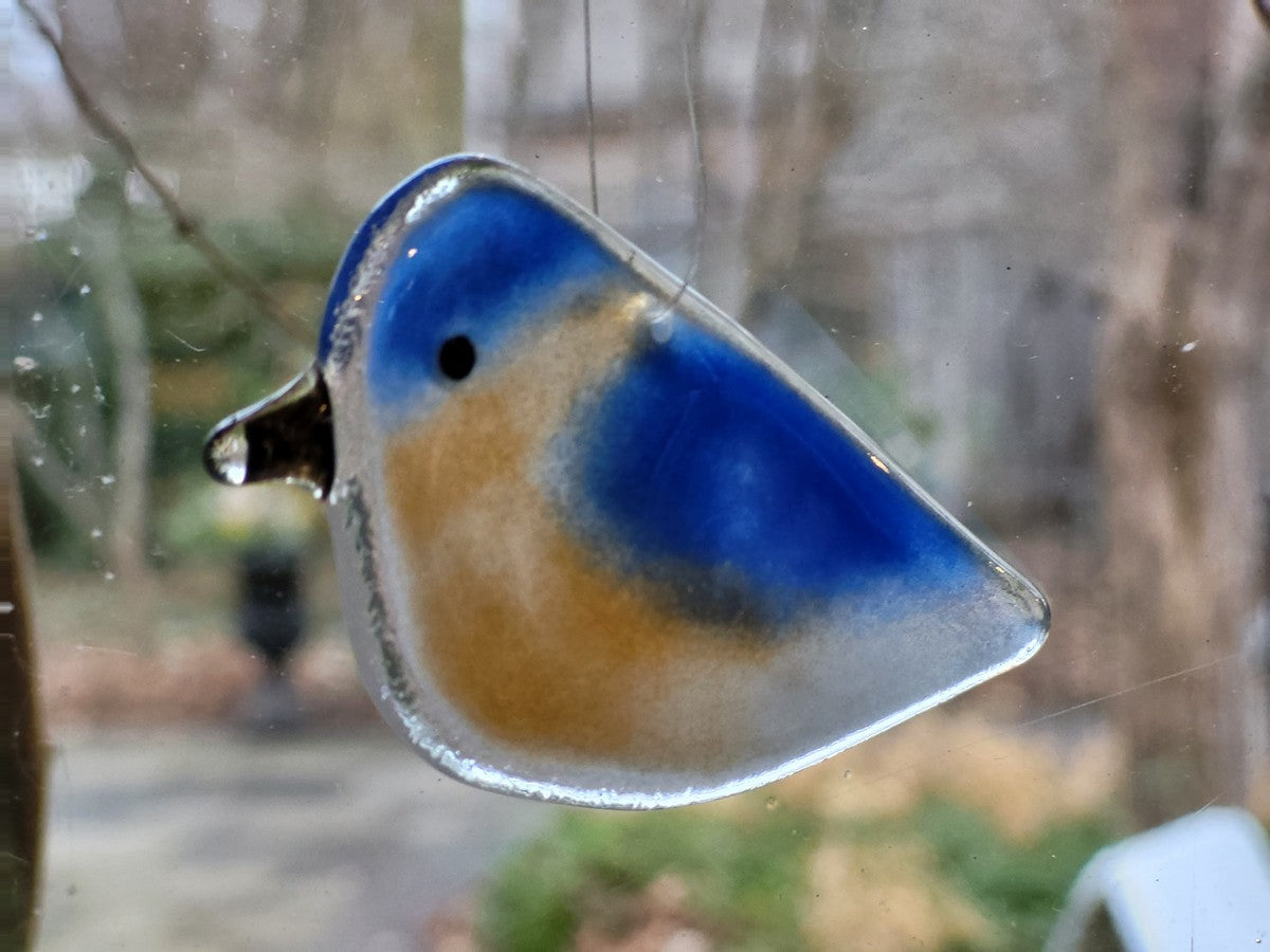 Hanging Fused Glass Birds